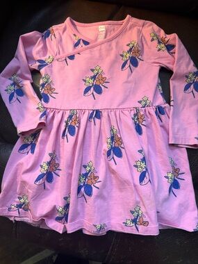 Tea 100% cotton knit dress pink floral girls 18-24 mos nwot